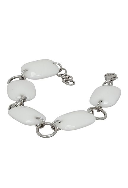 Pulsera en plata y ágatas blancas, brazalete para mujer a precios baratos 103_SB809A-4