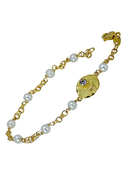 Pulsera oro amarillo y perlas para nina, especial 1a comunion - foto 3 - rfcia.002_7909PU