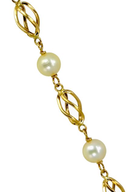Pulsera oro ley para mujer o nina, perlas cultivadas, 16 cm - foto 04 - rfcia 003_0821