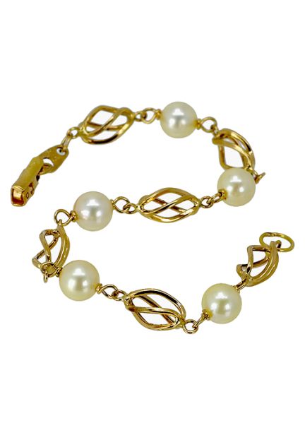 Pulsera oro ley para mujer o nina, perlas cultivadas, 16 cm - foto 3 - rfcia.003_0821