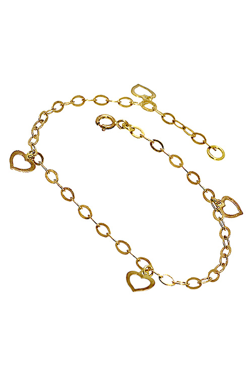 Pulsera oro con cadena de eslabones y corazones 057_09132-0000 Pulsera oro ley para mujer. cadena de eslabones con corazones - foto 1 - rfcia.057_09132-0000