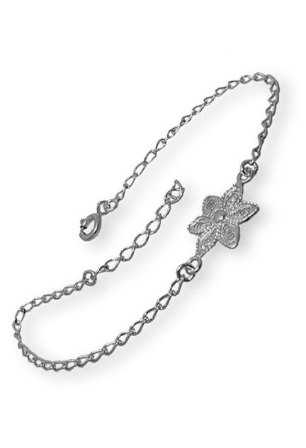 Pulsera plata ley, sin piedras, cadena - foto 3 - rfcia.022_FLOR