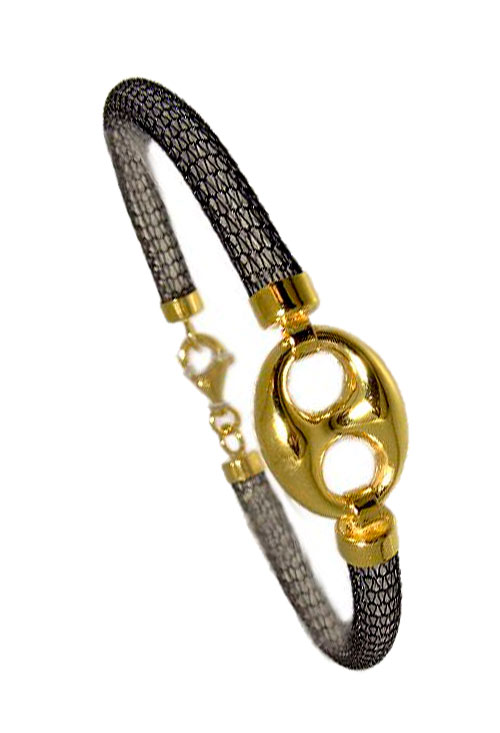 Pulsera plata bicolor 094_70815-PCR pulsera plata de ley aro rigido con motivo calabrote precio barato joyeria online