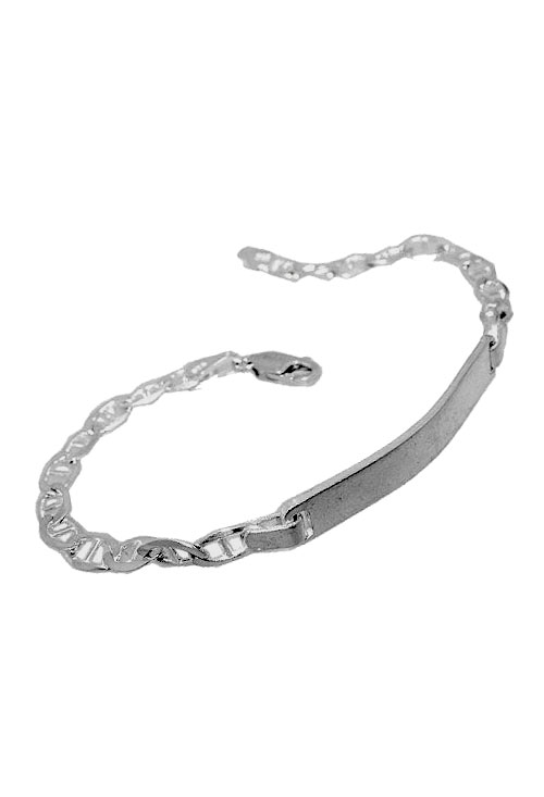 pulsera de plata para mujer eslabones ancla con chapa para grabar