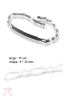 Esclava en plata, cadena 18 cm. eslabones combinados. 127_AG-BP(1-1)100CH Pulsera plata ley sin piedras esclava rfcia.126_BP(1-1)100CH