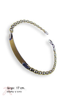Pulsera plata ley y oro 1ª ley 750 mmas. (18 k.) esclava rfcia.243_925-00044