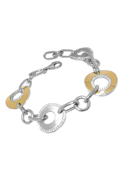 Pulsera de plata y oro con eslabones circulares. 243_925-00768 pulsera-plata-ley-y-oro-ley-mujer-con-piedras-i-rfcia.243_925-00768_2