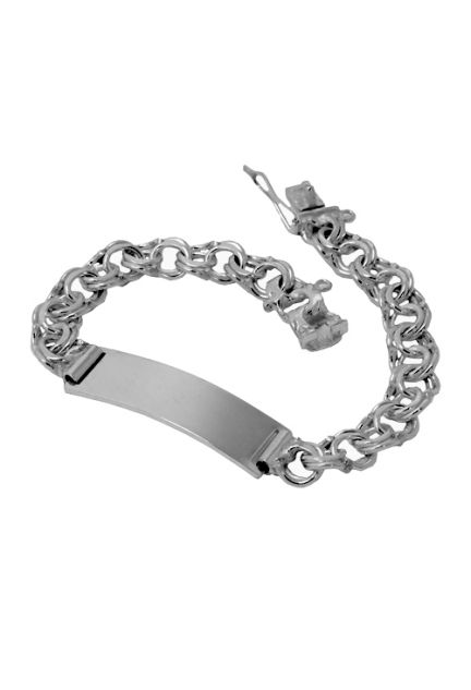 pulsera de hombre tipo esclava con eslabones hungaros y chapa central lisa para grabar