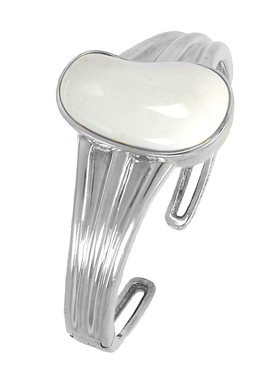 pulsera de plata aro rigido con apertura fleje y agata blanca precio muy barato 046_006064BG-AB_01