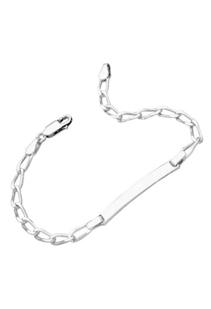 Pulsera plata de ley con chapa para grabar 126_BILBAO100CH-0