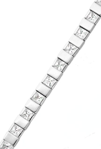 pulsera de plata con circonitas para hombre y mujer vista detalle tramo