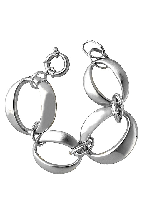 Pulsera plata a precio outlet de joyería 200_11102-1 pulsera de plata para mujer eslabones grandes ovalados vista cenital 200_11102-1
