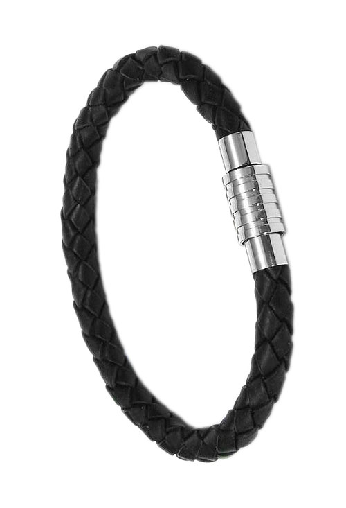 Pulsera de cuero y acero para hombre. 239_5482622-2