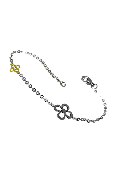 Pulsera de acero y oro motivo flor. 094_61453-CAO pulsera mujer acero con fetiche de oro amarillo 094_61453-cao_1