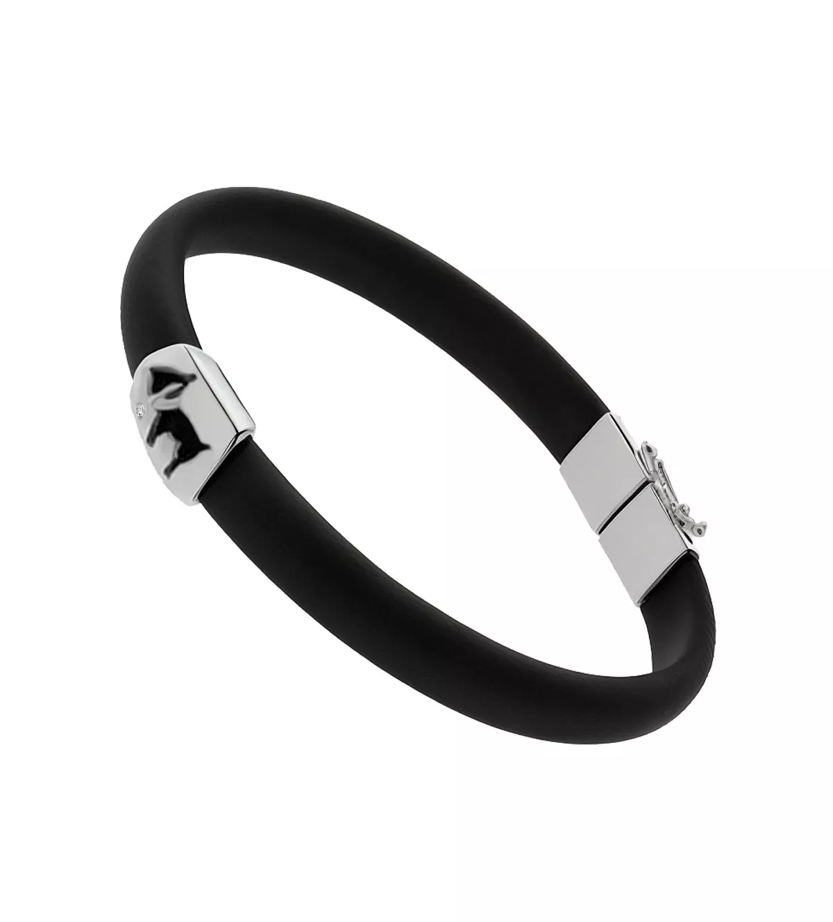 pulsera de oro y caucho con diamante Terrier foto para parrilla web