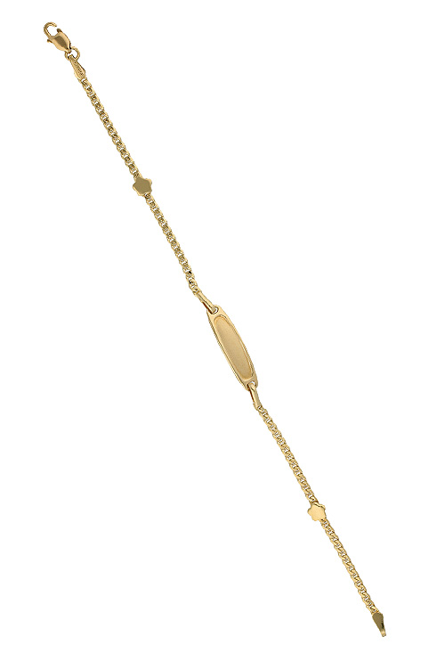 pulsera oro 18 kilates para niña primera comunion chapa central para grabar y dos entrepiezas en forma de flor foto extendida 005_00025-2MTV_03