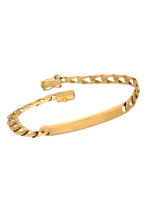 Pulsera hombre oro 18 ktes con chapa para grabar pulsera de hombre oro 18 kilates con chapa para grabar fotografia principal para para parrilla web el rubi joyeros