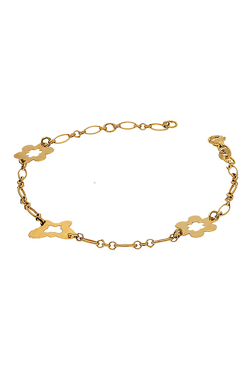 Pulsera oro amarillo para mujer entrepiezas 003_P49502 pulsera oro amarillo 18 kilates entrepiezas flores y corazon vista frontal precio barato joyeria online 003_P49502_02