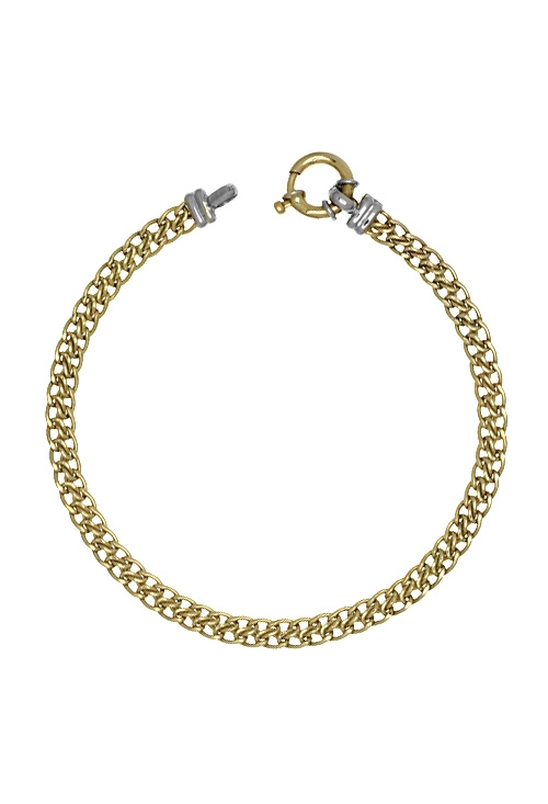 Pulsera oro amarillo tipo esterilla 003_P49125 pulsera oro amarillo 18 ktes con topes de oro blanco y reason marinero 003_P49125 vista principal