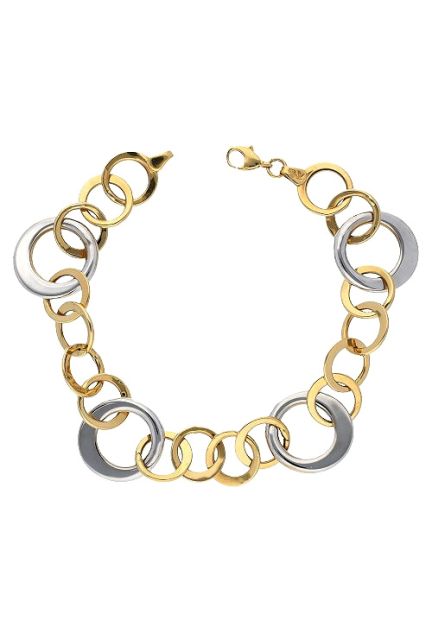 pulsera oro bicolor 18 kilates asas de diferente medidas vista frontal 157_P0020