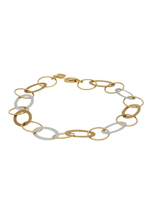 Pulsera oro con eslabones y cadena en oro bicolor 003_P49086 pulsera_oro_bicolor_18_kilates_oro_blanco_y_amarillo_foto_frontal_003_p49086_01