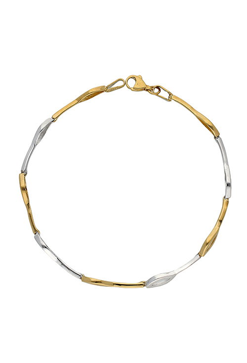 pulsera oro bicolor 18 kilates tramos rectos y ojivales que alternan el oro blanco y amarillo foto cenital 157_P0026_01