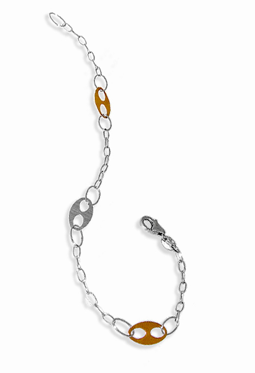 Pulsera oro bicolor eslabones y entrepiezas 003_P49094 Pulsera oro, mujer, eslabones, entrepiezas, oro bicolor - foto 3 - rfcia.003_P49094