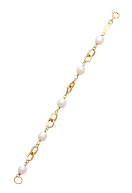 pulsera oro y perlas para bebe foto extendida