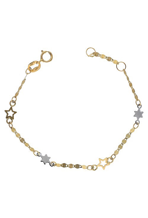 Pulsera para bebé oro bicolor mod estrellas 243_000-05802 pulsera para recien nacida modelo estrellas vista cenital 243_000-05802