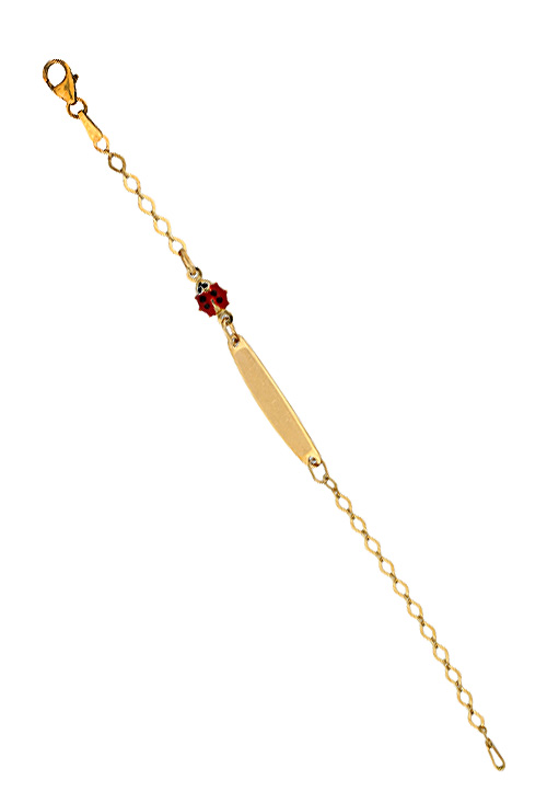pulsera para recien nacida oro amarillo 18k con adorno mariquita esmaltada foto extendida 045_48382F03L-14_03