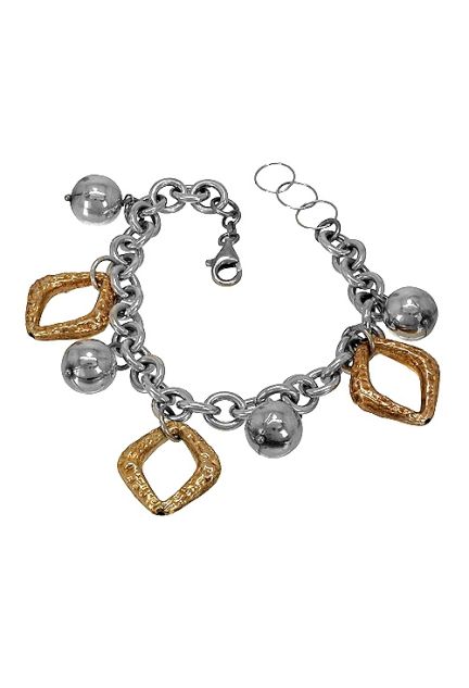 pulsera plata bicolor con fetiches PRECIO DE OCASION 200_11118-2