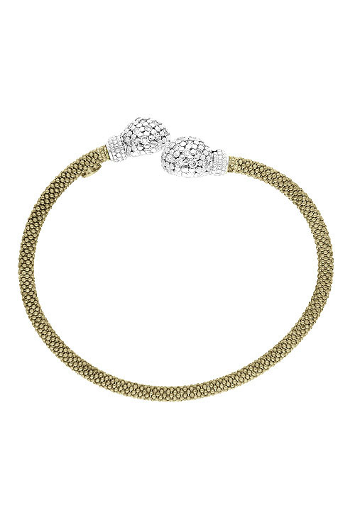 Pulsera rígida plata bicolor y cristales checos 200_A3085-AM pulsera plata bicolor rigida vista frontal 200_A3085-AM