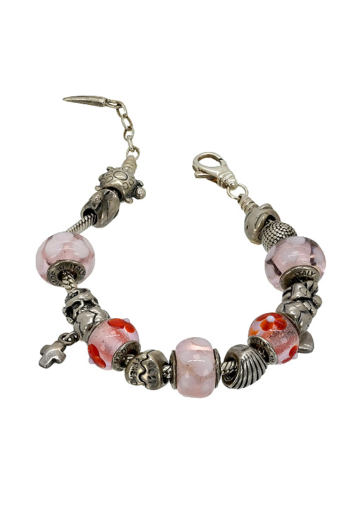 Pulsera de plata con abalorios 015_ENT017 pulsera de plata con 15 abalorios 015_ENT017