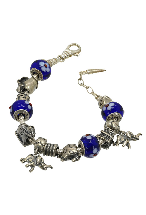 Pulsera plata con abalorio. 015_ENT028 pulsera de plata con abalorios de tonalidades azules