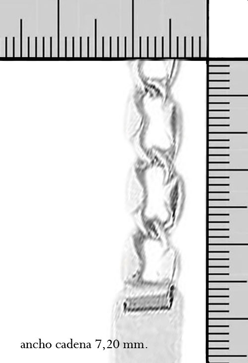 Pulsera para hombre de plata con chapa para grabar 240_ESC-6 pulsera plata de ley para hombre chapa central para grabar y cadena de eslabones foto con medidas precio joyas online