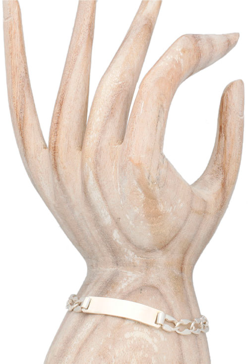 Pulsera para hombre de plata con chapa para grabar 240_ESC-6 pulsera plata de ley para hombre chapa central para grabar y cadena de eslabones foto expositor madera mano precio joyas online