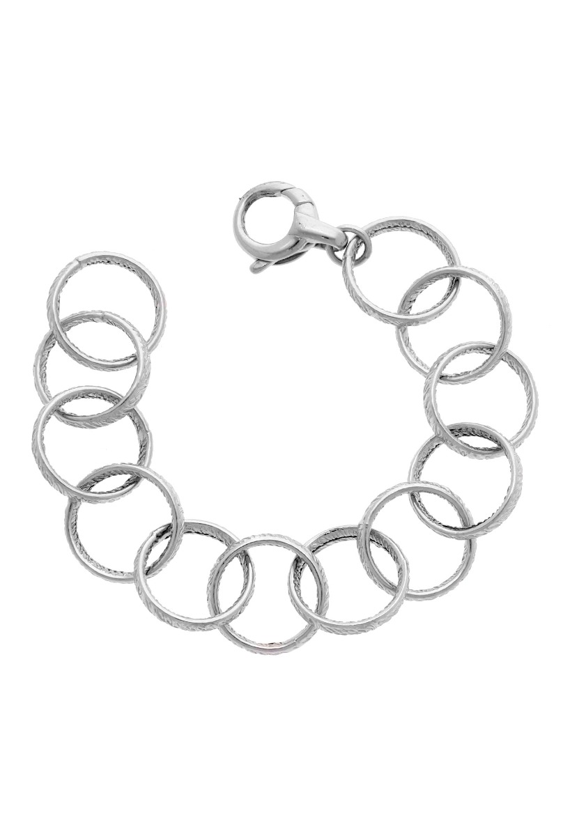 Pulsera plata para mujer 144_GIO396 pulsera de plata cadena de eslabones asas redondas vista cenital 144_GIO396