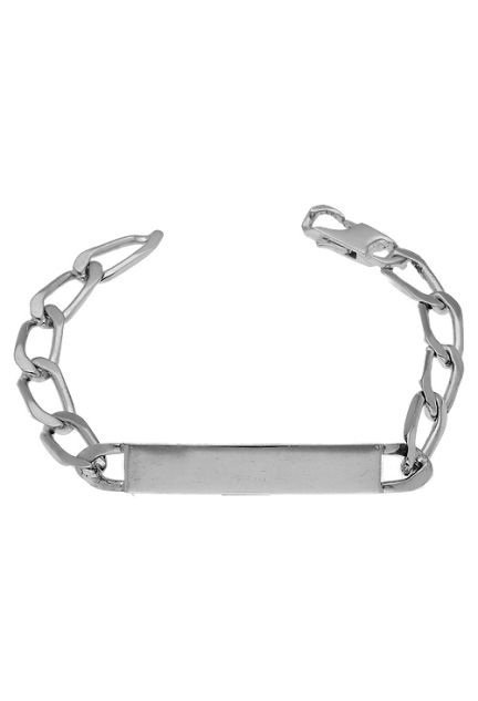 pulsera plata ley con chapa para grabar indicada para hombre vista frontal 126_BILBAO(4)SL220CH_01