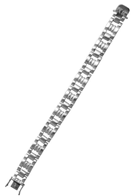 pulsera plata para hombre eslabones forma de H gallonada fotografia extendida para web el rubi joyeros