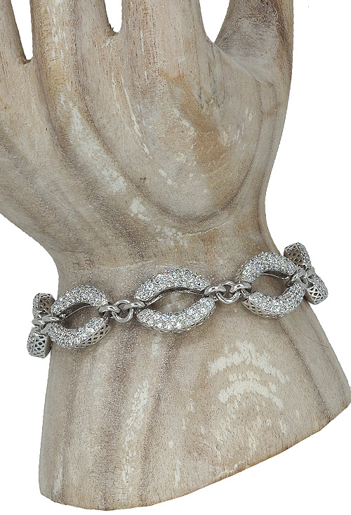 Pulsera plata con circonitas 132_08908-PU pulsera plata rodinada cuajada de circonitas vista modelo precio de ocasion outlet de joyeria 132_08908-PU_04
