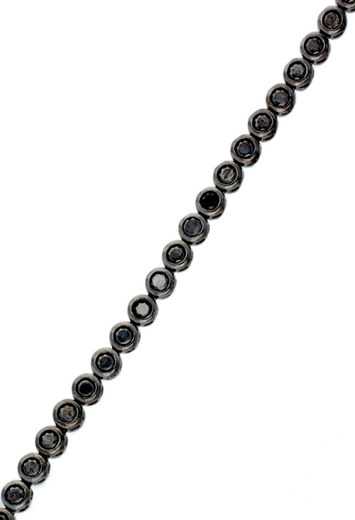 Pulsera de plata con rodio negro y circonitas negras pulsera plata rodio negro circonitas negras foto detalle tramo