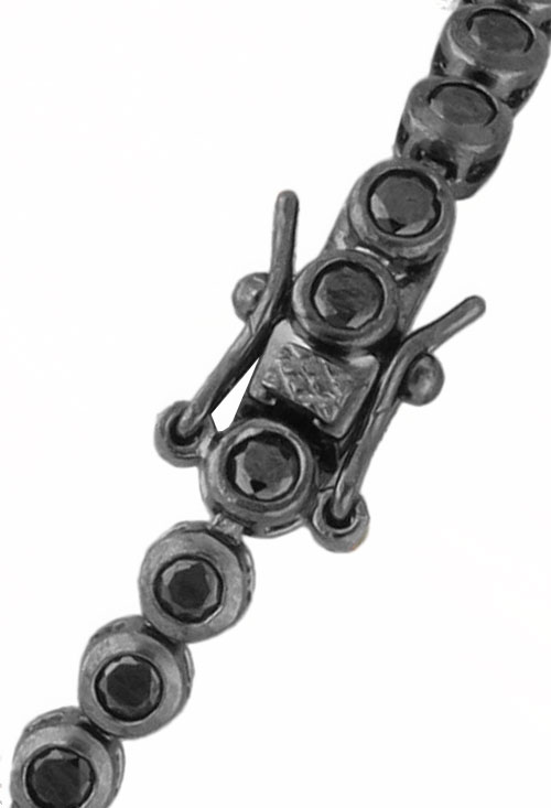 Pulsera de plata con rodio negro y circonitas negras pulsera plata rodio negro circonitas negras foto detalle cierre