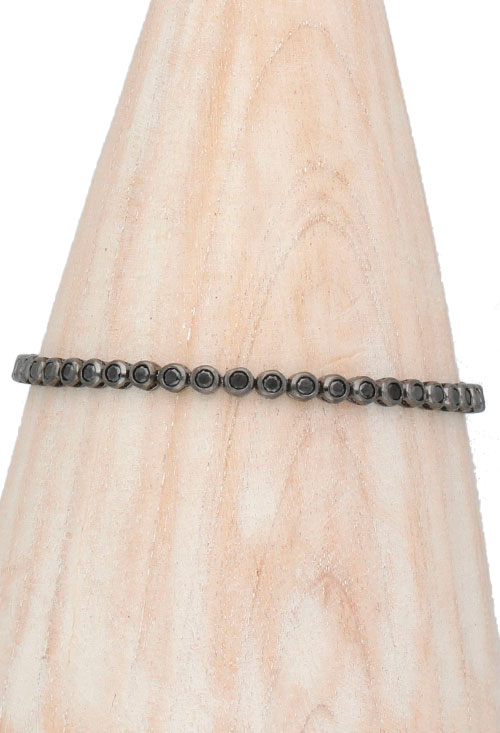 Pulsera de plata con rodio negro y circonitas negras pulsera plata rodio negro circonitas negras foto detalle expositor