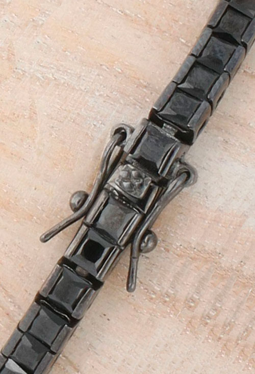 pulsera plata rodio negro y circones negros foto detalle cierre para parrilla web de joyeria online