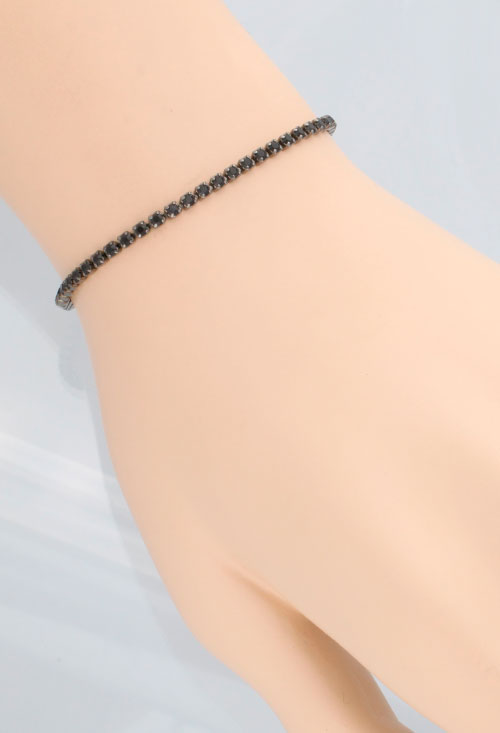 Pulsera plata rodio negro 1083P500-25 pulsera plata rodio negro y cristales swarovski 152_1083P500-25_02 foto modelo