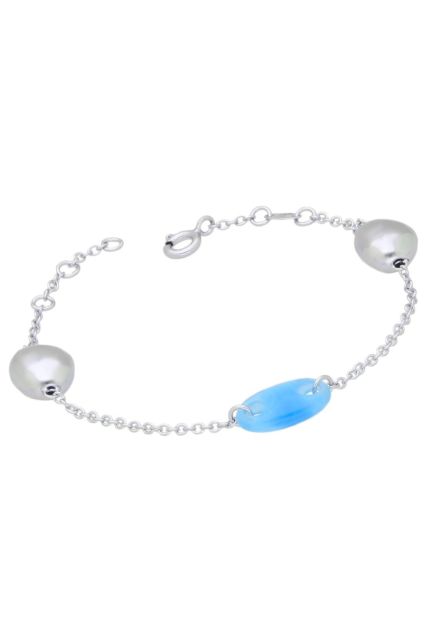 pulsera plata Time Force con calabrote cuarzo azul vista principal