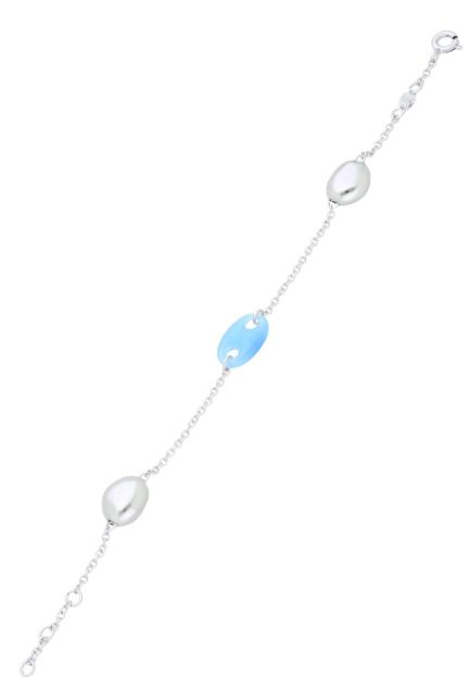 pulsera plata Time Force con calabrote cuarzo azul vista pulsera extendida