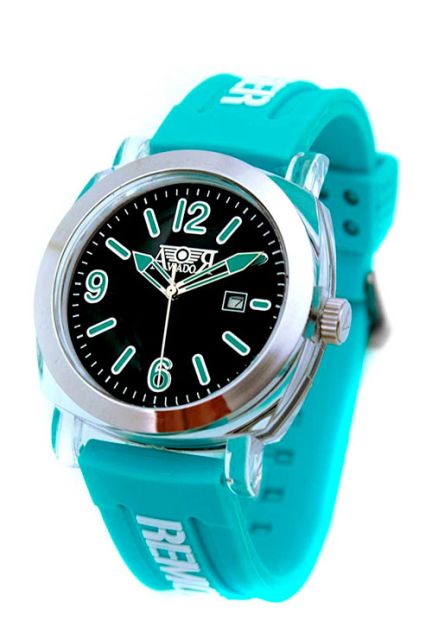 reloj marca aviador unisex caja de plastico transparente maquina seiko y correa de caucho azul turquesa ocasion outlet 247_AV-1053