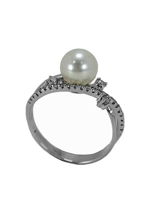 Sortija de oro blanco 18 ktes. con perla cultivada y diamantes. 012_40 Sortija de oro blanco 18 ktes con perla cultivada y diamantes - foto 3 - rfcia.012_40