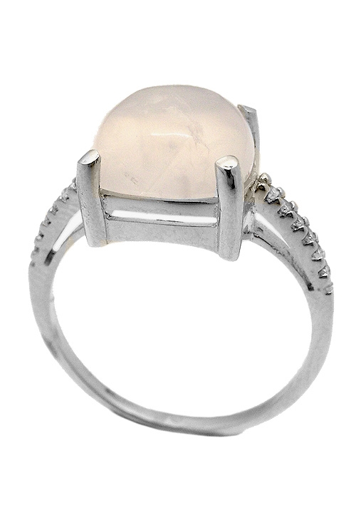 Sortija de oro blanco con cuarzo rosa y diamantes 100_11518-2 joyas para mujer a precios baratos